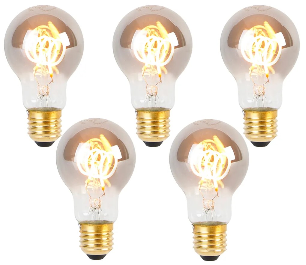 Conjunto de 5 lâmpadas LED espiral E27 A60 fumadas 4W 120 lm 1800K