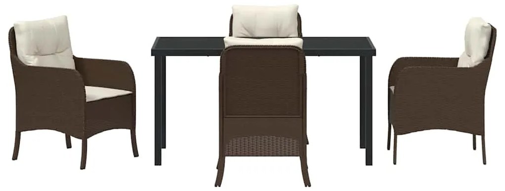 Conjunto de Jantar de Jardim com Almofadas Vime Poly Castanho