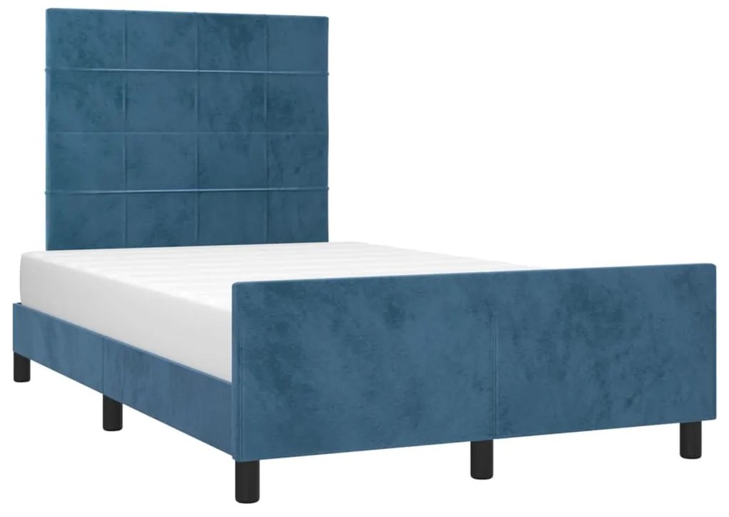 Estrutura de cama sem colchão 120x200 cm veludo azul