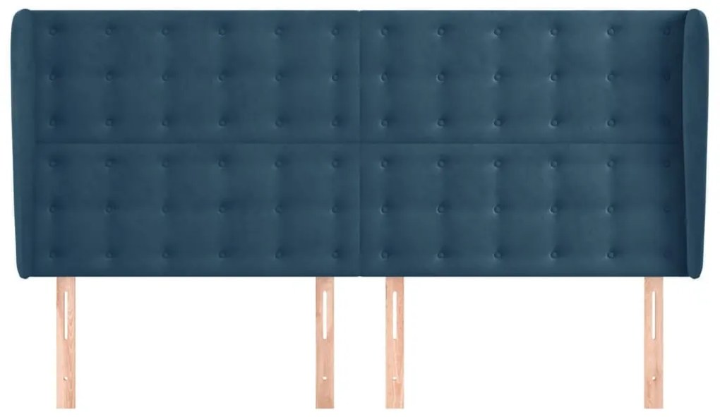 Cabeceira cama c/ abas veludo 163x23x118/128 cm azul-escuro