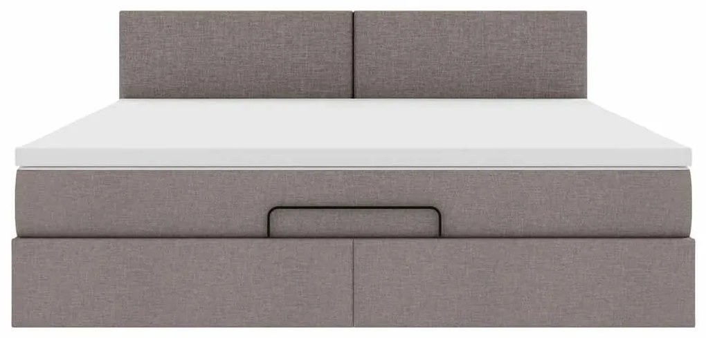 Estrutura de cama otomana com colchão tecido cinzento 160x200cm