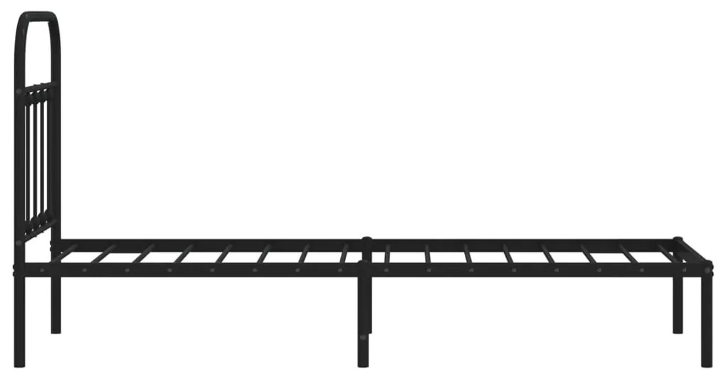 Estrutura de cama com cabeceira 75x190 cm metal preto