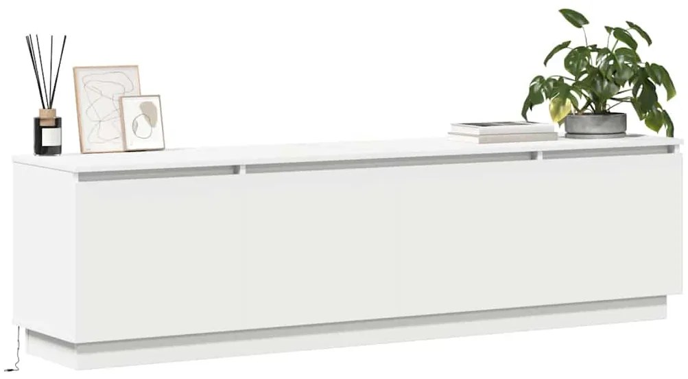 Estante de TV vidaXL com LED Branco 180x38x49 cm em Madeira Revestida