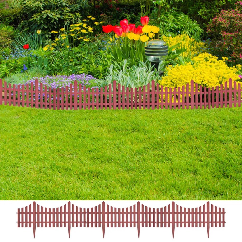 41228 vidaXL 17 pcs divisórias de relvado 10 m castanho