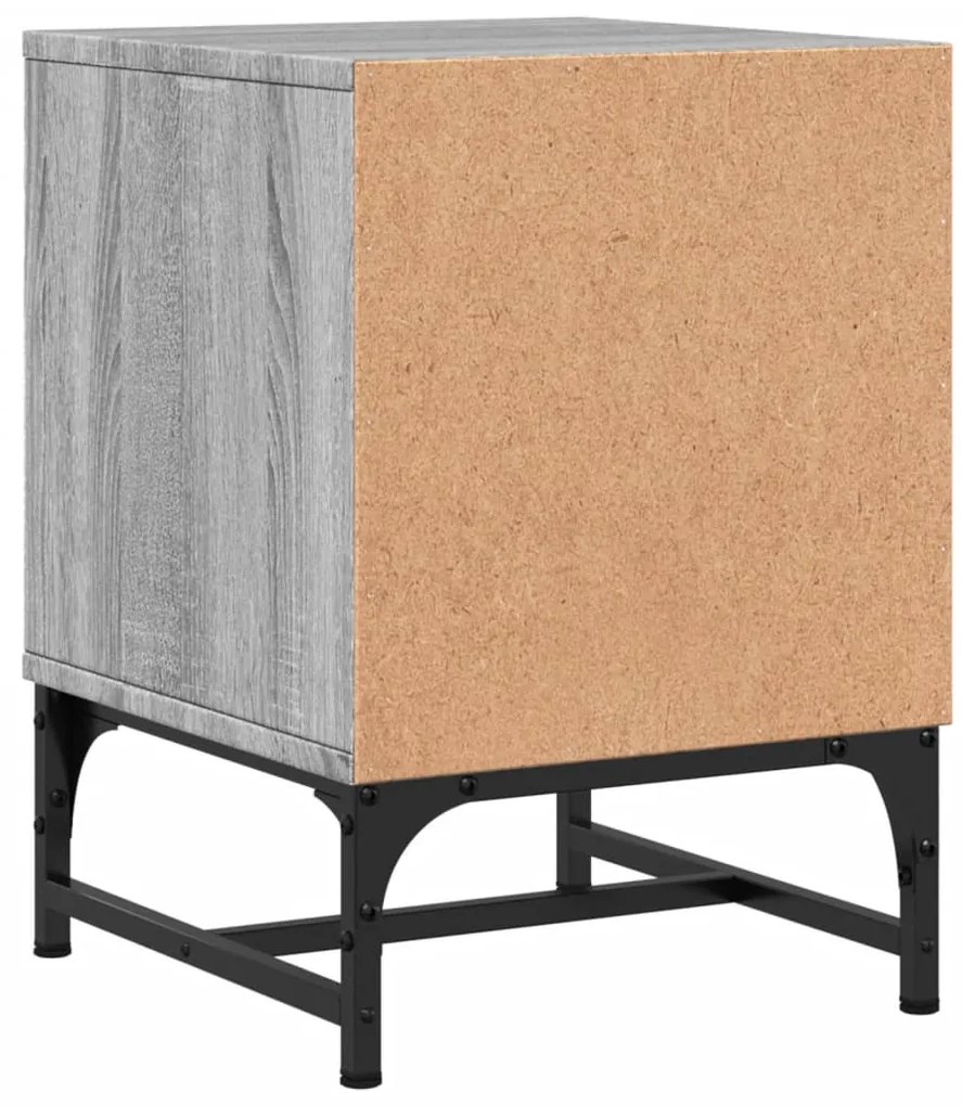 Mesa de cabeceira c/ porta de vidro 35x37x50 cm cinzento sonoma
