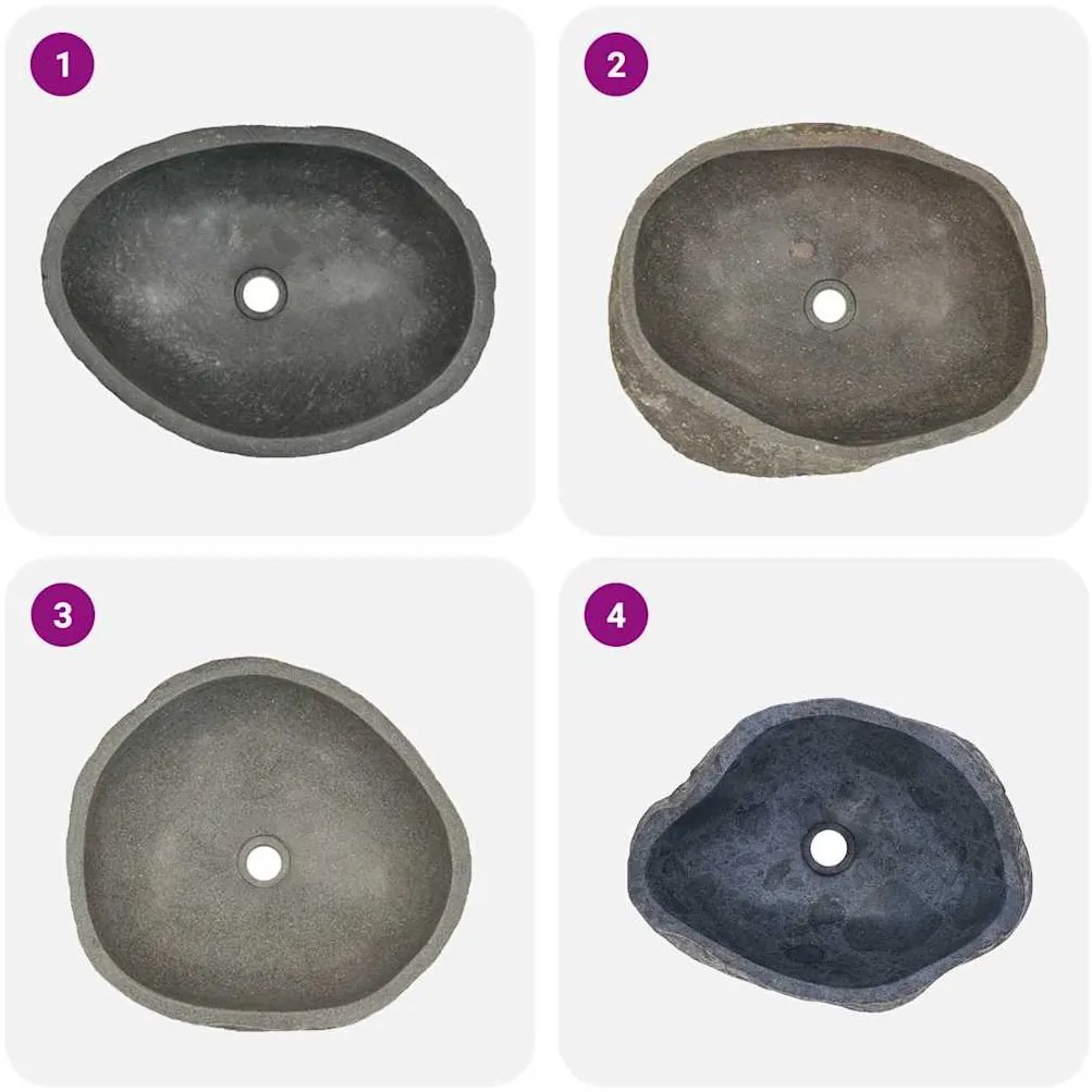Lavatório de pedra do rio oval (45-53)x(34-41) cm