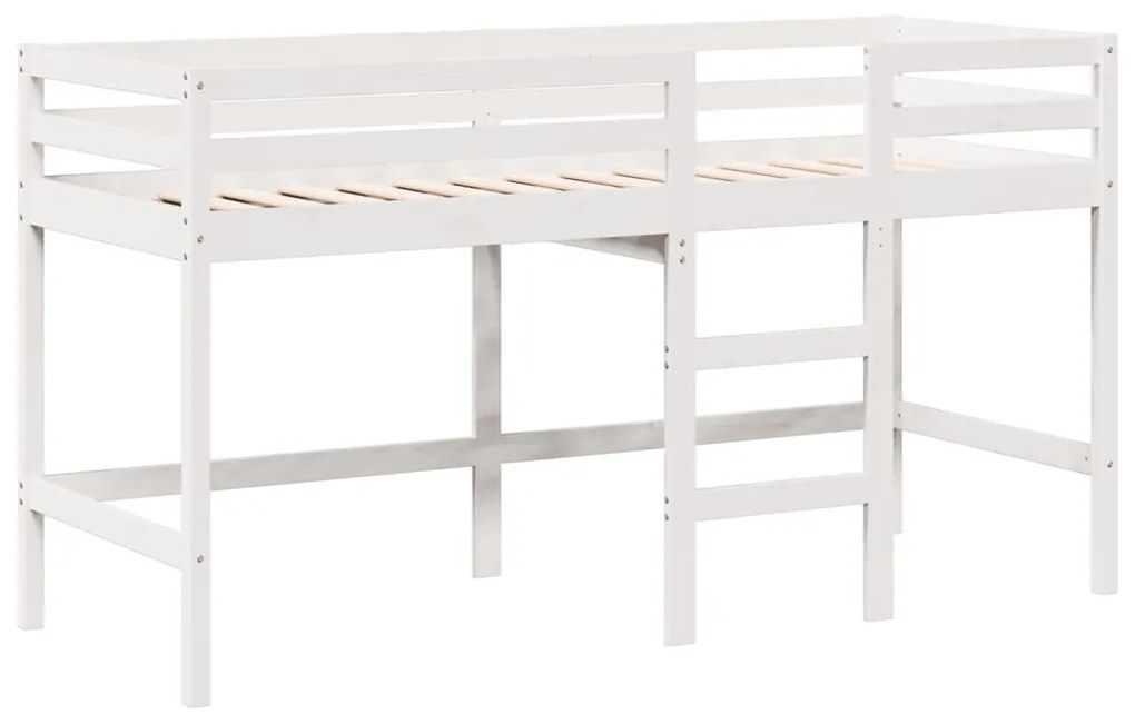 Cama alta c/ escada e telhado 90x190 cm pinho maciço branco