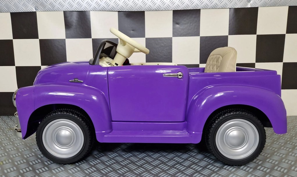 Carro elétrico para Crianças Chevrolet 3100 pick-up 12 V Pneus Borracha EVA e Assento de couro Roxo