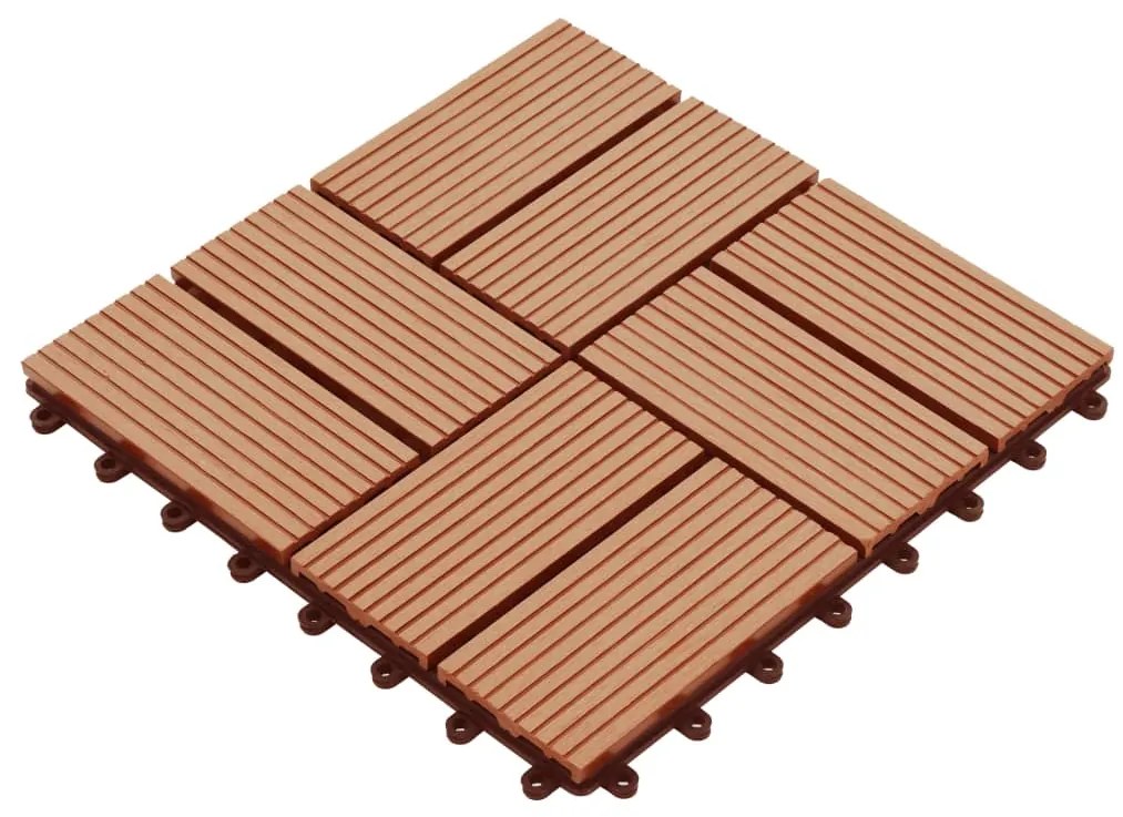 Ladrilhos de pavimento 11 pcs WPC 30x30 cm 1m² cor de teca
