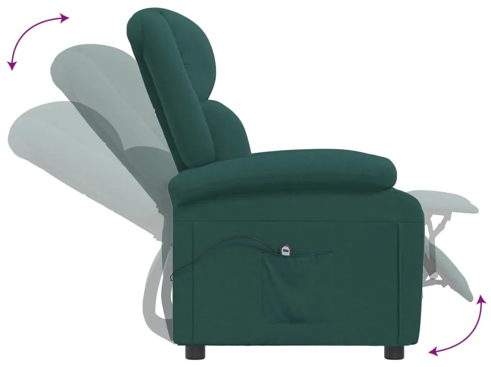 Poltrona elétrica reclinável tecido verde-escuro