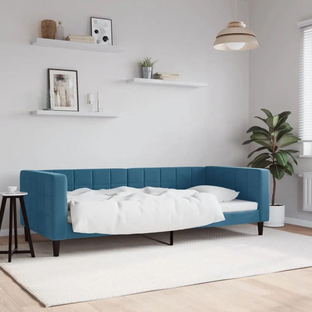 354007 vidaXL Sofá-cama 90x200 cm veludo azul