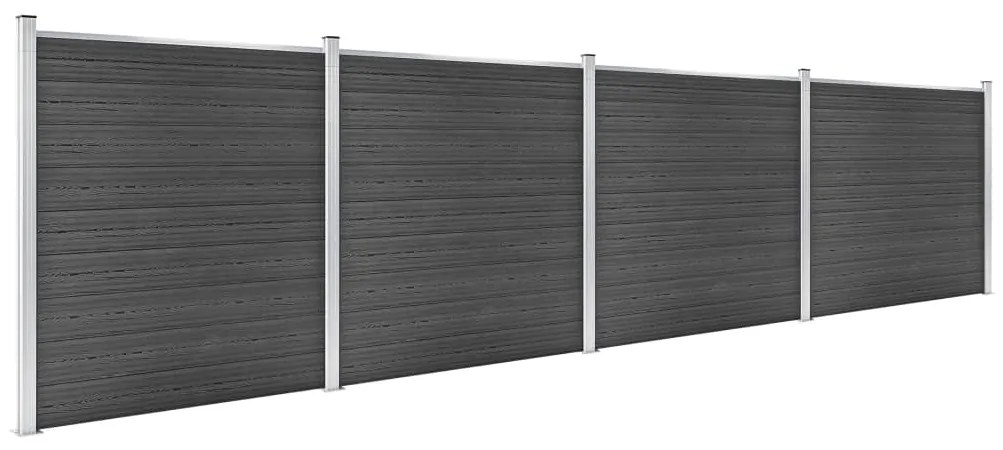 Conjunto de painel de vedação WPC 699x186 cm preto