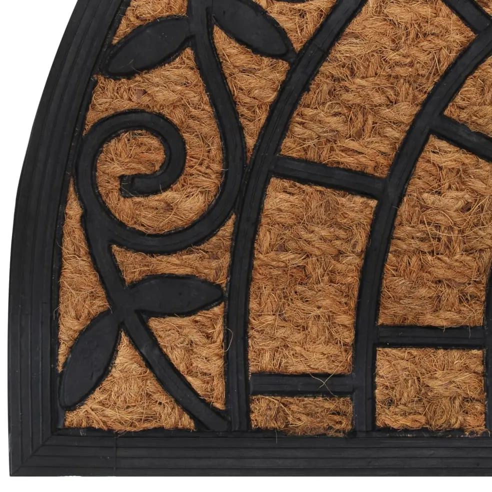 Tapete de porta semicircular 45x75 cm borracha e fibra de coco
