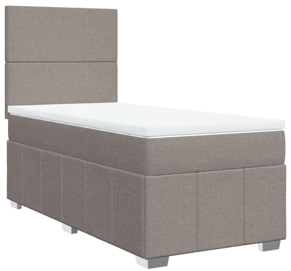 Cama com molas/colchão 100x200 cm tecido cinza-acastanhado