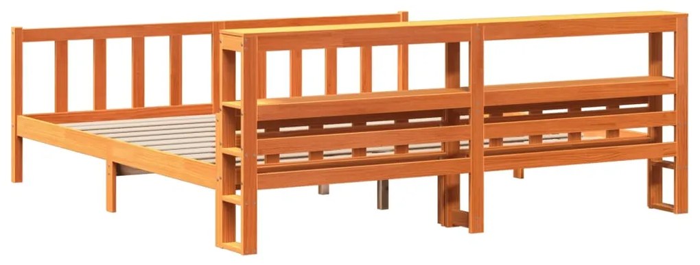 Estrutura cama c/ cabeceira 180x200cm pinho maciço castanho-mel