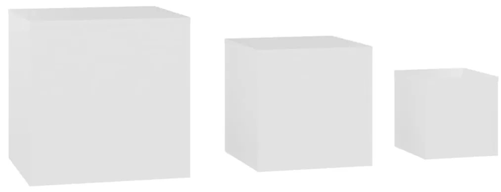 Mesas de apoio 3 pcs derivados de madeira branco