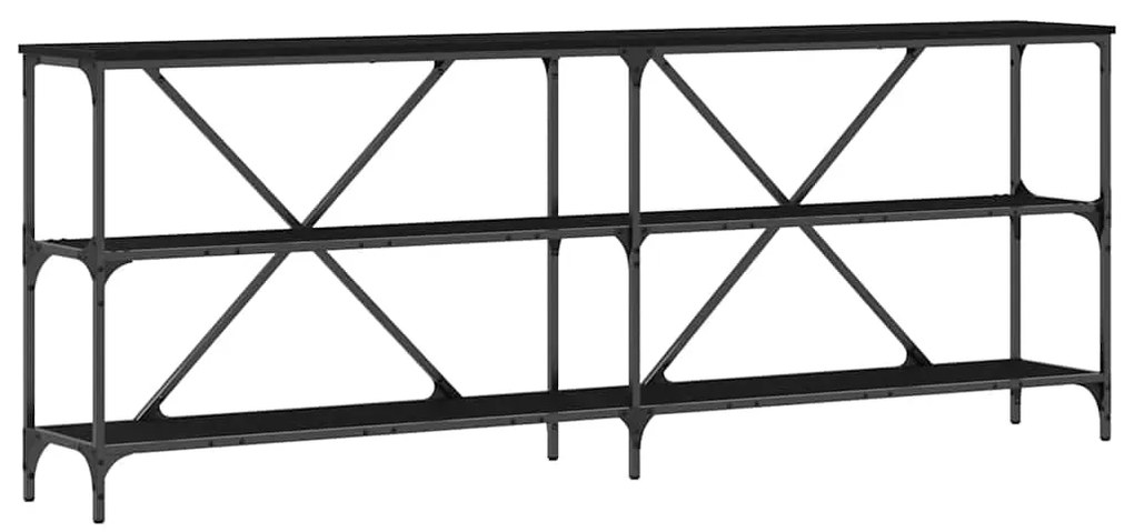 Mesa de Consola vidaXL Preto Carvalho 200x30x75 cm Madeira Revestida e