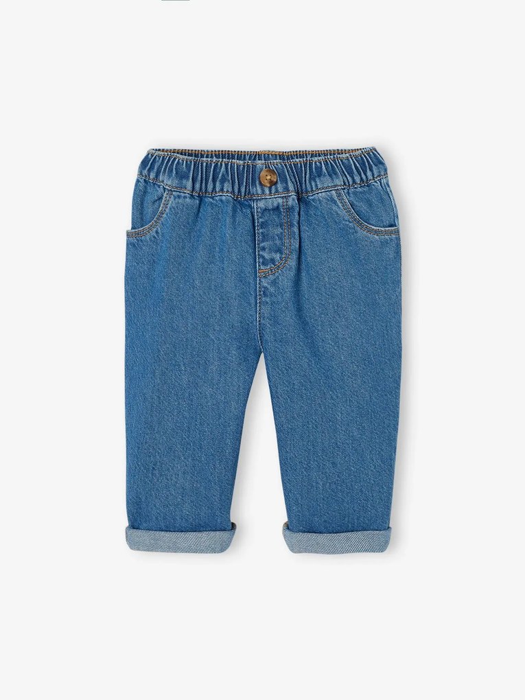Jeans largos, fáceis de vestir, para menino stone