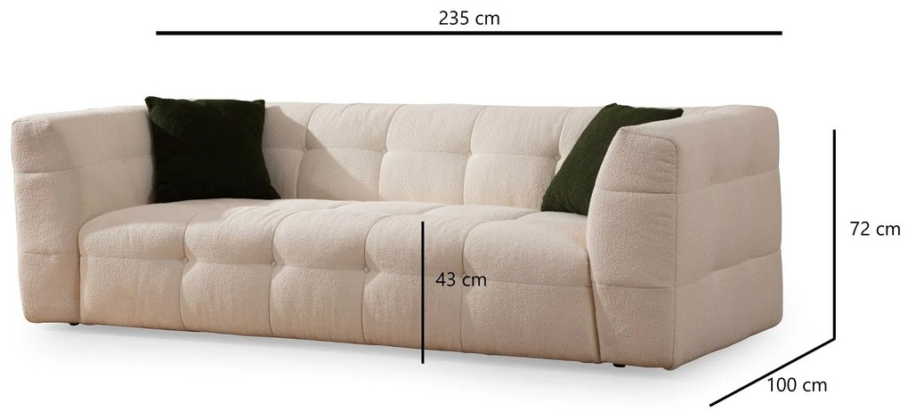 Sofá de 3 Lugares Cady – Bege – 235x100x72 cm