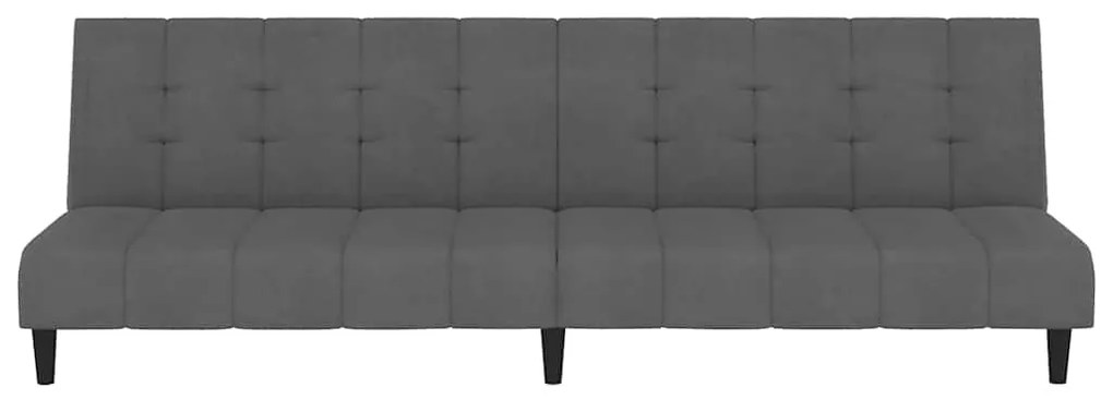 Sofá-cama de 2 lugares veludo cinzento-escuro