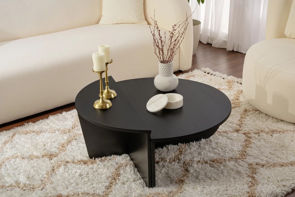 Mesa de Centro "Orion" – Preto, Conjunto Modular, 90x60x30 cm, Design