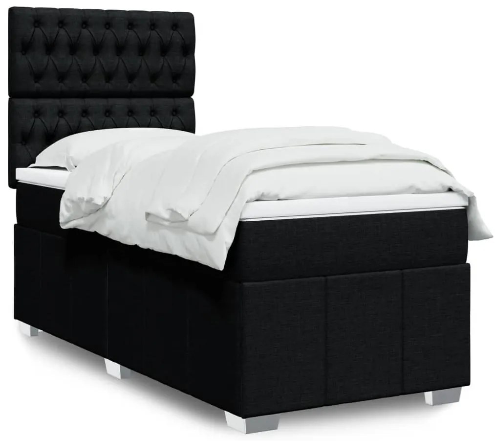 Cama com molas/colchão 90x190 cm tecido preto