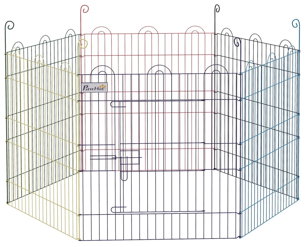 PawHut Parque para Animais de Estimação Parque para Cães Dobrável com 6 Painéis para Jardim Pátio Exterior Ø120x60 cm Multicor