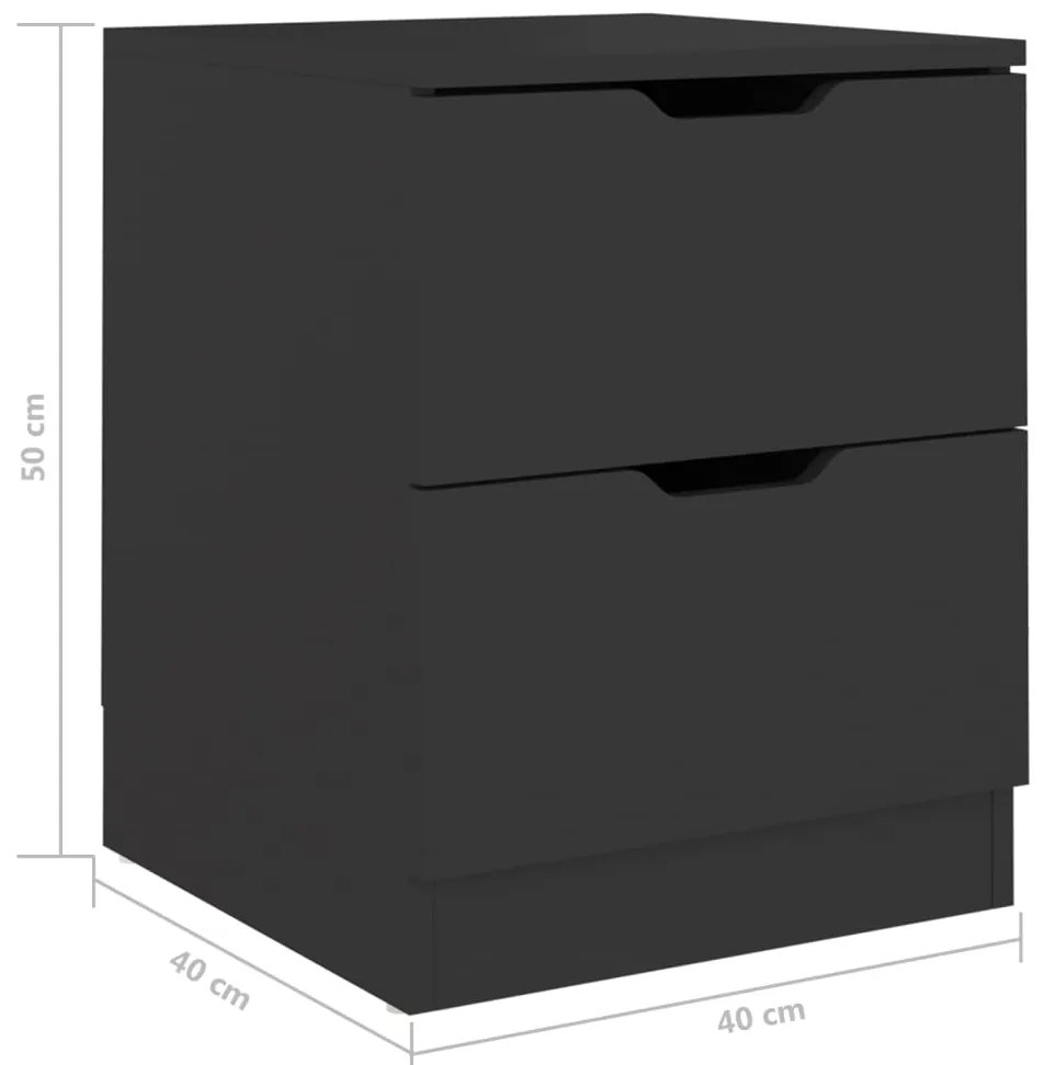 Mesas de cabeceira 2 pcs 40x40x50 cm contraplacado preto