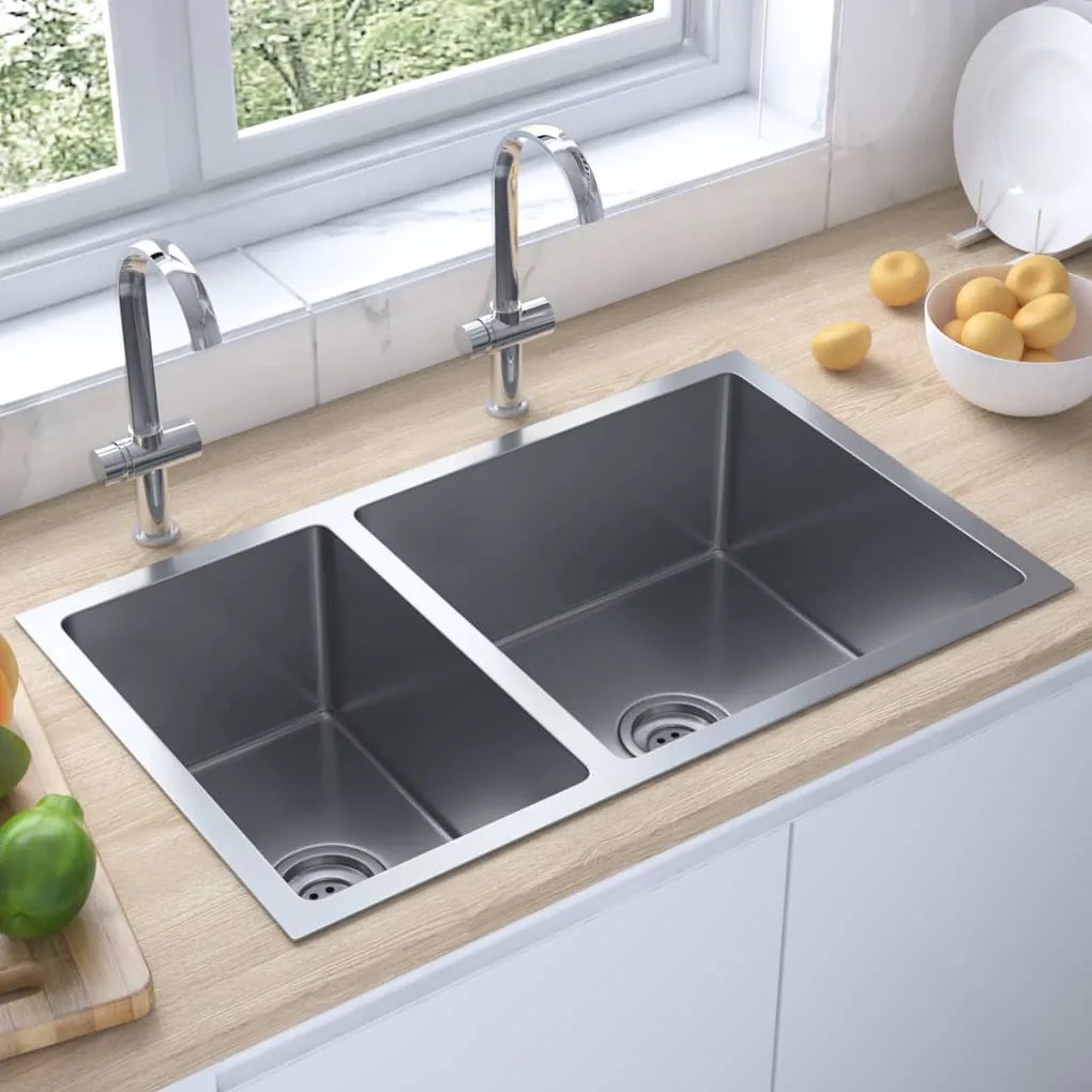 51561 vidaXL Lava-louça de cozinha aço inoxidável