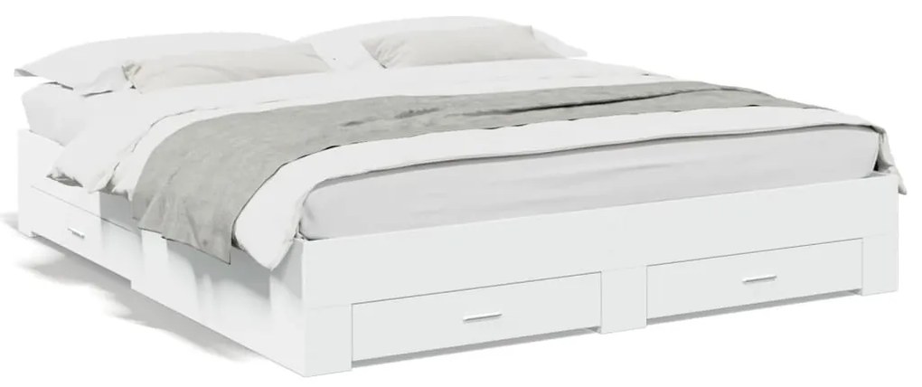 vidaXL Estrutura de cama c/ gavetas 180x200cm derivados madeira branco