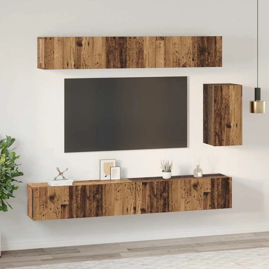 Conjunto de móvel de TV 6 pcs Madeira antiga 100 x 30 x 30 cm