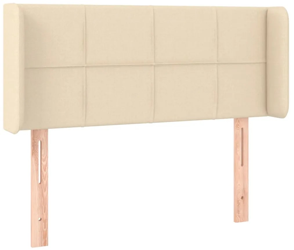 Cabeceira de cama c/ luzes LED tecido 103x16x78/88 cm cor creme