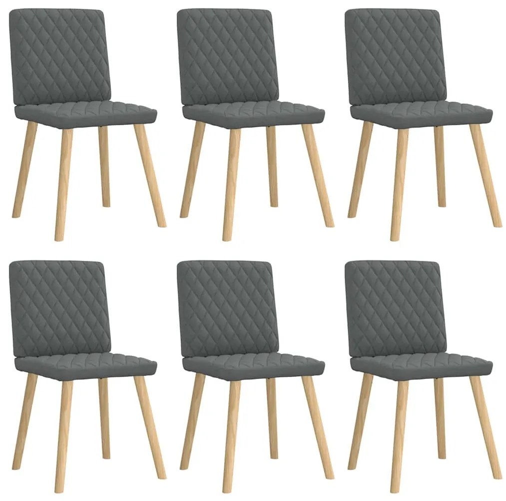 Cadeiras de jantar 6 pcs tecido cinzento-escuro