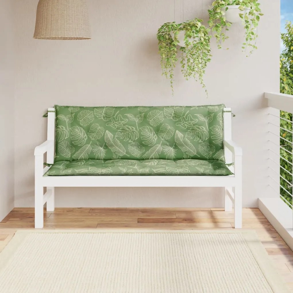 vidaXL Almofadões banco jardim 2 pcs 150x50x7 cm tecido padrão folhas