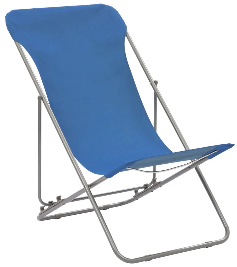 Cadeiras de praia dobráveis 2 pcs aço e tecido oxford azul