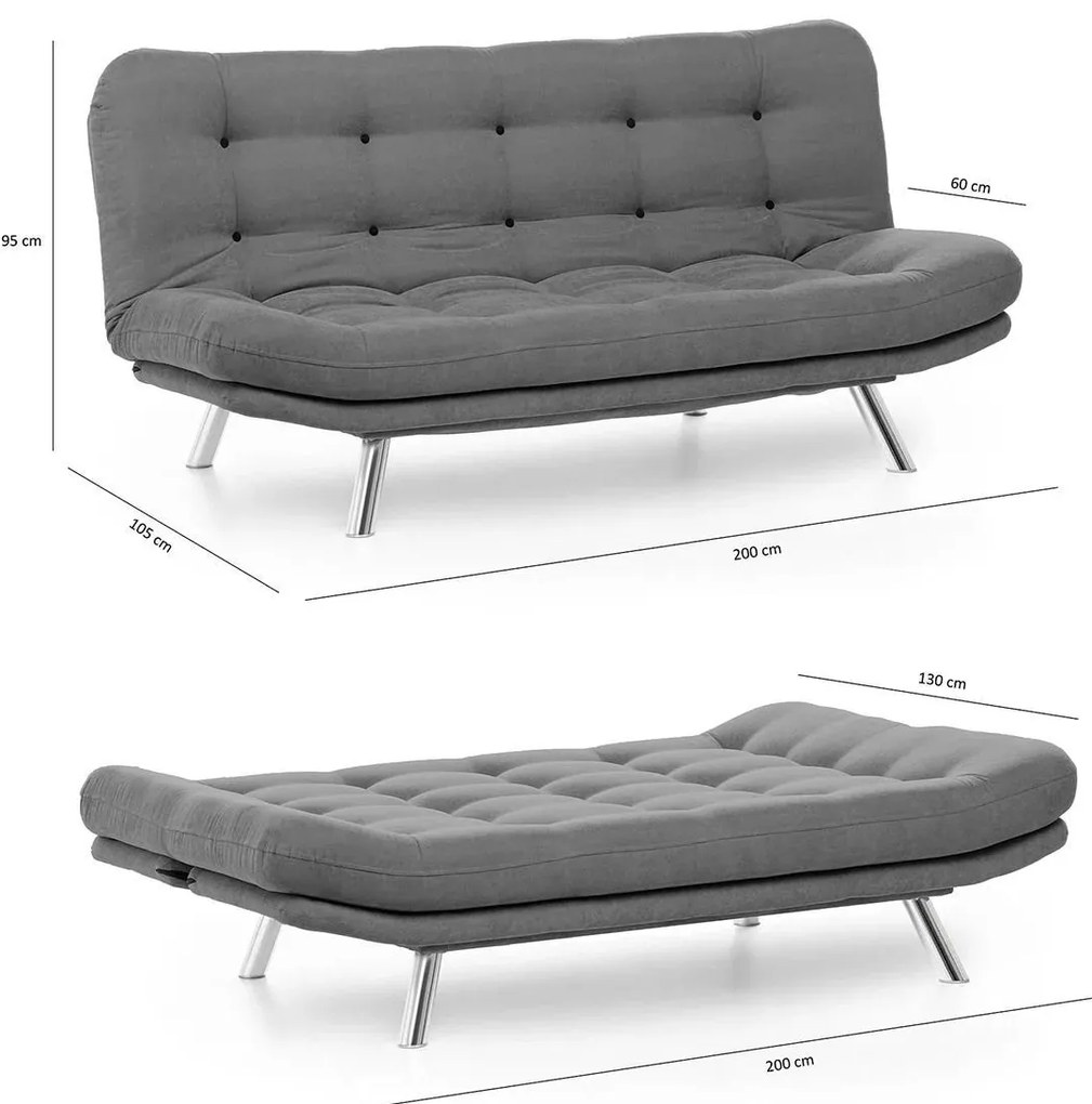 Sofá-Cama de 3 Lugares Misa – Mostarda – 200 cm