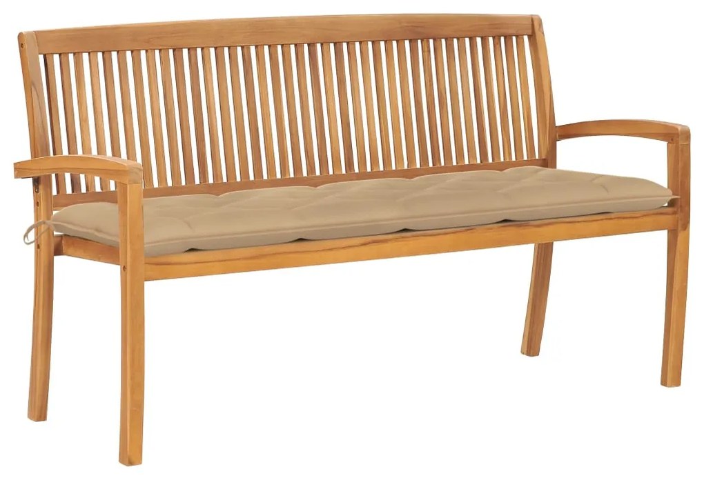 Banco de jardim empilhável c/ almofadão 159 cm teca maciça