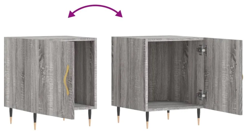 Mesa cabeceira 40x40x50 cm derivados de madeira cinzento sonoma