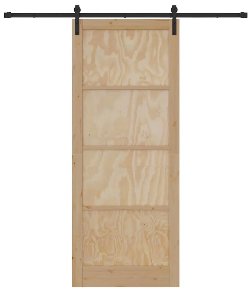 Porta Deslizante com Conjunto de Ferragens 93x232 cm Madeira Sólida de