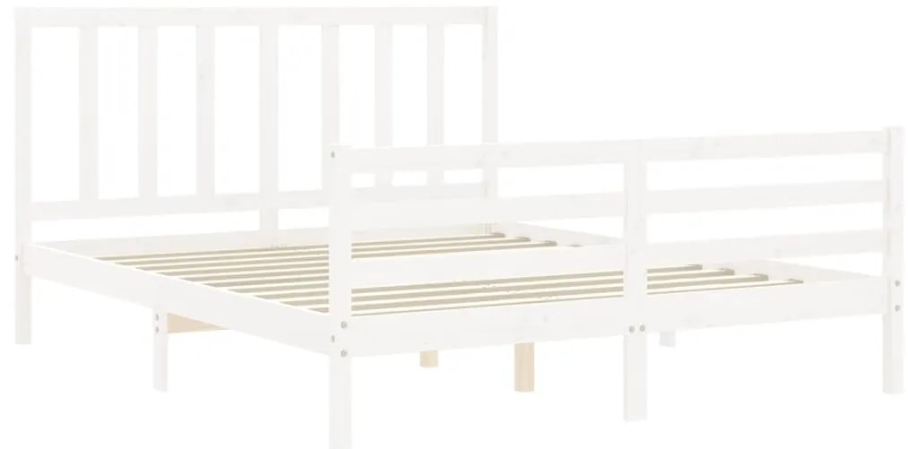 Cama sem colchão 160x200 cm madeira de pinho maciça branco