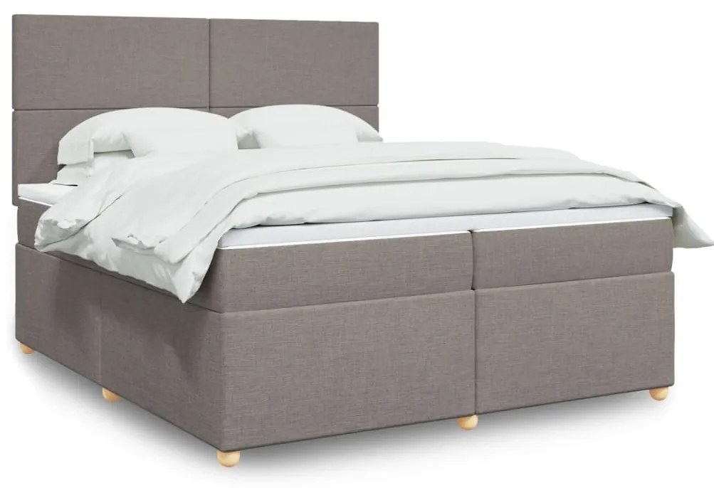 vidaXL Cama com molas/colchão 200x200 cm tecido castanho-acinzentado