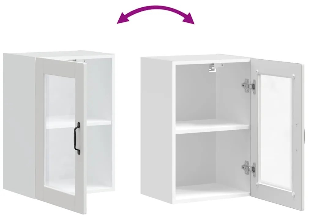 Armário de parede de cozinha com porta de vidro Porto branco