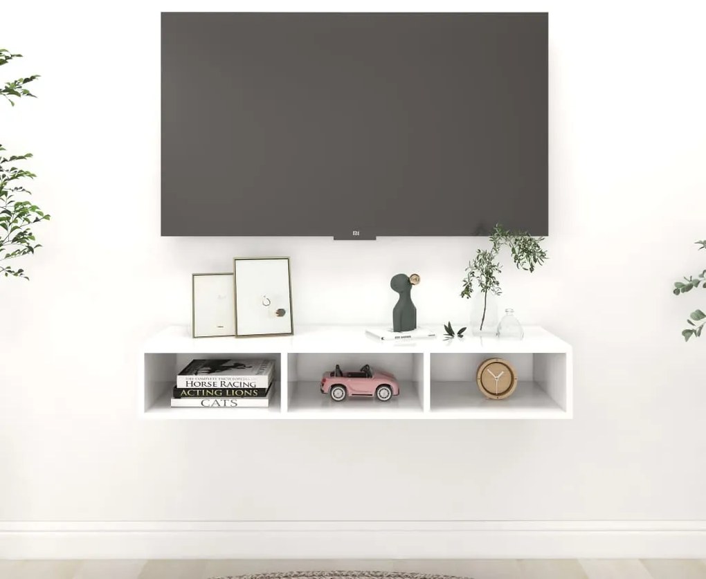 vidaXL Estante de parede 102x30x17 cm derivados de madeira branco
