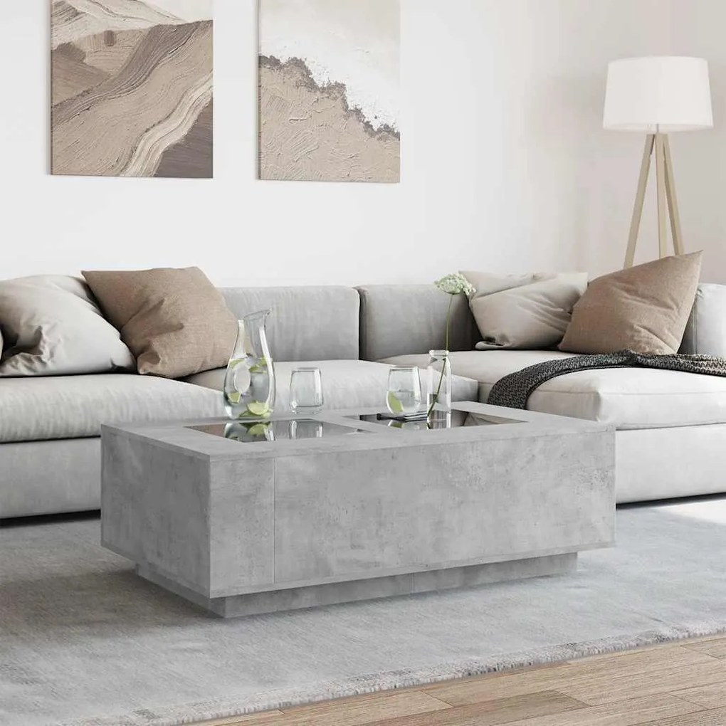 Mesa de centro luzes LED Infinity 116x69x40 cm cinzento cimento