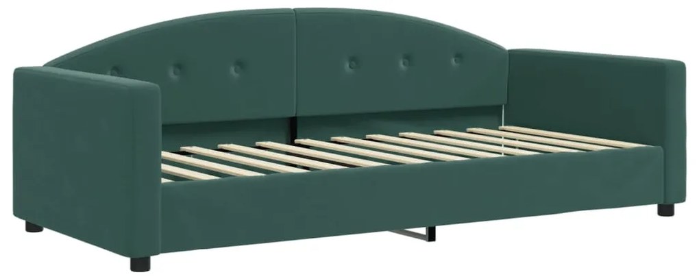 Sofá-cama com gavetão 90x200 cm veludo verde-escuro