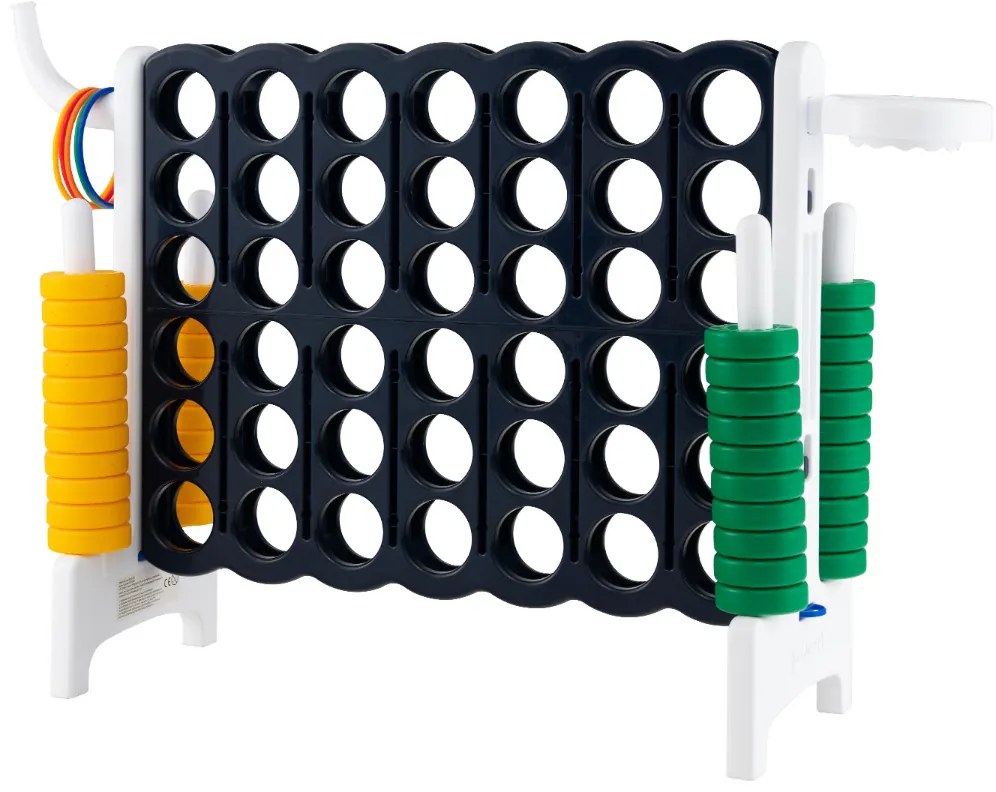 Jogo gigante Conecta 4 exterior 84 x 33 x 74 cm para crianças e adultos 74 cm com cesto e jogo de atirar argolas 42 peças Branco