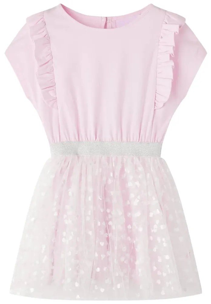 Vestido de criança com folhos rosa-claro 104