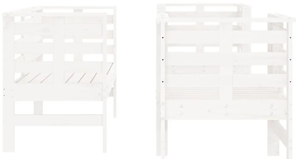 3 pcs conjunto lounge de jardim madeira de pinho maciça branco