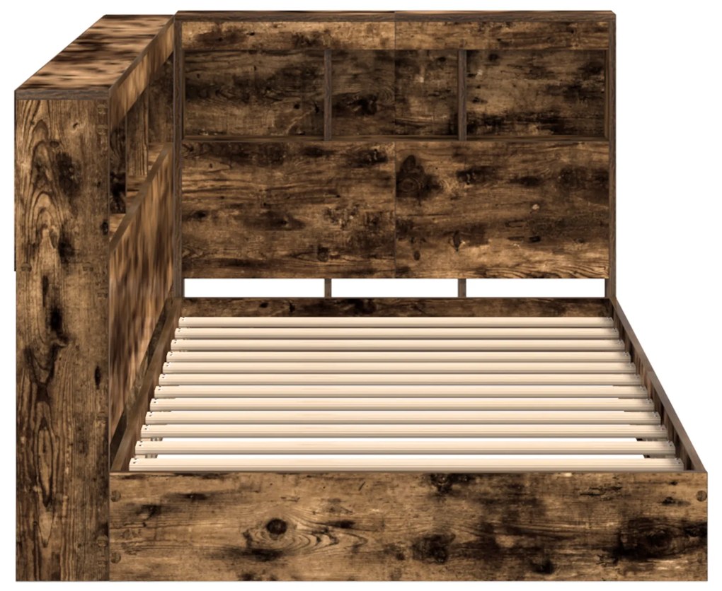 Cama com Estante Carvalho Enfumaçado 90x200 cm Madeira Engenharia