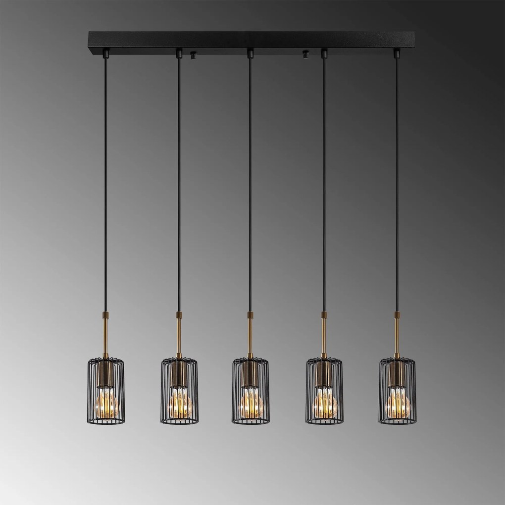 Candeeiro de Teto Kemtel – Preto – 80 x 9 x 121 cm